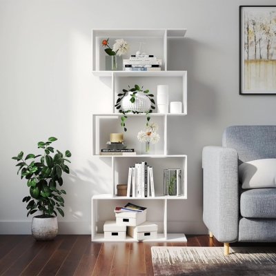 Kệ sách 5 tầng kiểu dáng hình học lạ mắt, hiện đại DKFKS02