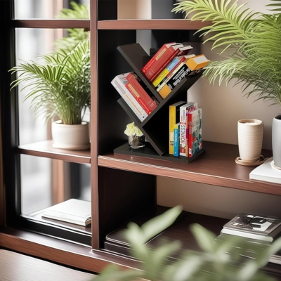 Kệ sách để bàn bằng gỗ, kiểu dáng cành cây độc đáo DKFKS03