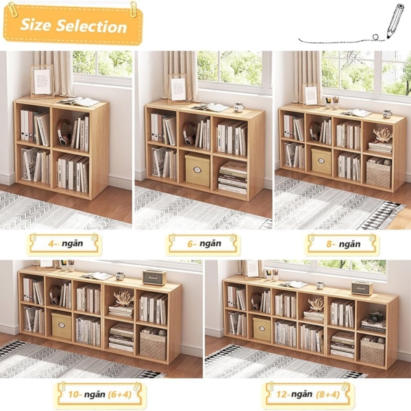 Kệ sách gỗ hình khối đơn giản có thể ghép thành nhiều ô DKFKS05