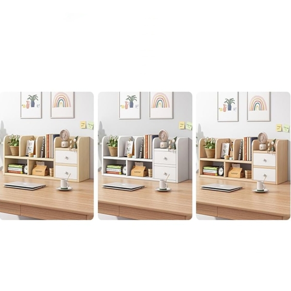 Kệ sách decor để bàn 2 ngăn kéo tiết kiệm không gian DKFKS11