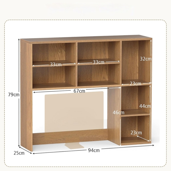 Kệ sách gỗ để bàn 7 ngăn mở, thiết kế dạng cổng vòm DKFKS16