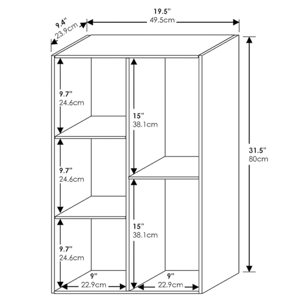 Kệ sách đứng bằng gỗ đa năng, thiết kế 5 ngăn tối giản DKFKS17
