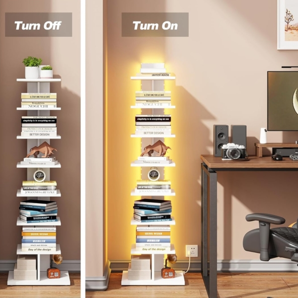 Kệ sách decor đứng kết hợp đèn LED hiện đại DKFKS24 Kệ sách decor đứng kết hợp đèn LED hiện đại DKFKS24