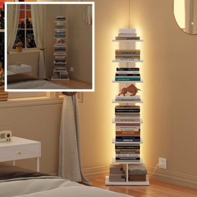 Kệ sách decor đứng kết hợp đèn LED hiện đại DKFKS24