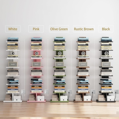 Kệ sách decor đứng kết hợp đèn LED hiện đại DKFKS24