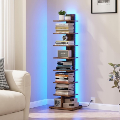 Kệ sách decor đứng kết hợp đèn LED hiện đại DKFKS24