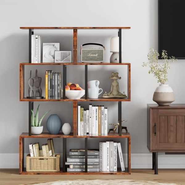 Kệ sách 4 tầng, kết hợp gỗ và sắt sơn tĩnh điện DKFKS26 Kệ sách 4 tầng, kết hợp gỗ và sắt sơn tĩnh điện DKFKS26