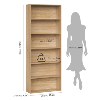 Kệ sách gỗ đứng mở 6 tầng, thiết kế tối giản DKFKS29