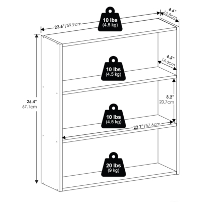 Kệ sách mini 4 khoang chứa, thiết kế khối hộp tiện lợi DKFKS31