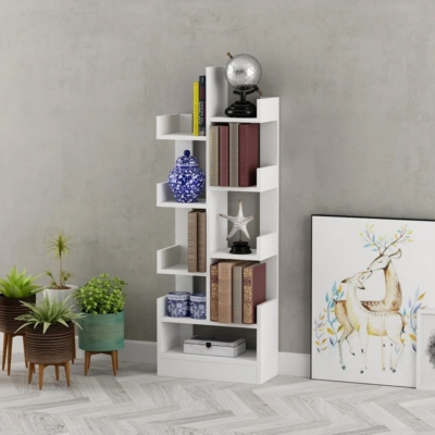 Kệ sách gỗ mini thiết kế bất đối xứng độc đáo DKFKS36