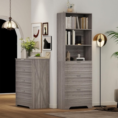 Kệ sách đẹp 3 ngăn mở và 3 ngăn kéo tiện lợi DKFKS45