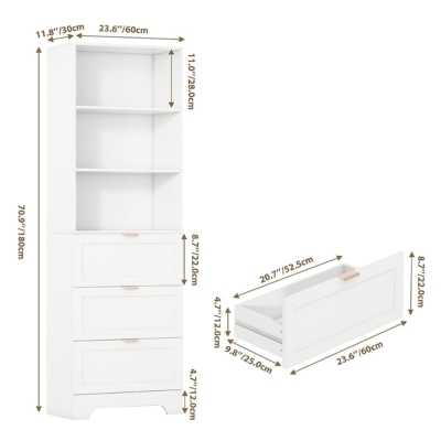 Kệ sách đẹp 3 ngăn mở và 3 ngăn kéo tiện lợi DKFKS45