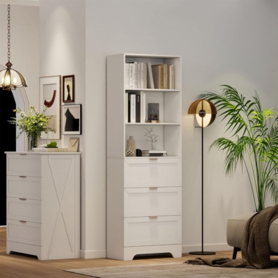 Kệ sách đẹp 3 ngăn mở và 3 ngăn kéo tiện lợi DKFKS45