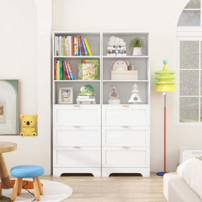 Kệ sách đẹp 3 ngăn mở và 3 ngăn kéo tiện lợi DKFKS45