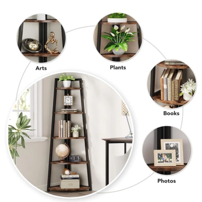 Kệ sách hình thang kết hợp thép sơn tĩnh điện và gỗ DKFKS49