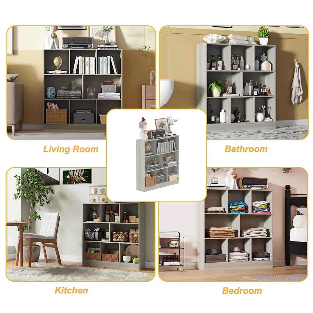 Kệ sách hiện đại bất đối xứng, 10 khoang tiện lợi DKFKS54