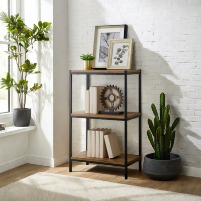 Kệ sách mini 3 tầng gỗ kết hợp sắt sơn tĩnh điện DKFKS56