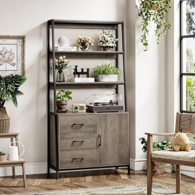 Kệ sách đẹp kết hợp kệ mở và tủ kín DKFKS57