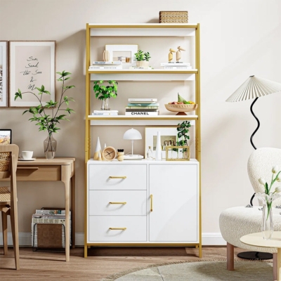 Kệ sách đẹp kết hợp kệ mở và tủ kín DKFKS57