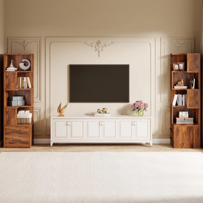 Kệ sách góc tường kết hợp kệ mở và hộc kéo kín DKFKS59