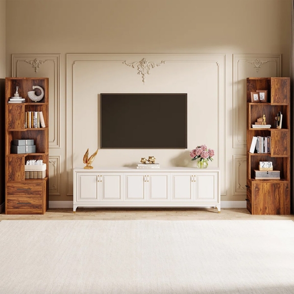 Kệ sách góc tường kết hợp kệ mở và hộc kéo kín DKFKS59 Kệ sách góc tường kết hợp kệ mở và hộc kéo kín DKFKS59