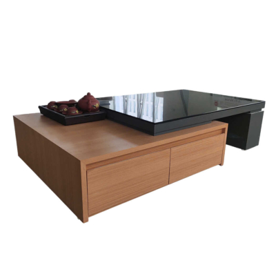 Bàn trà gỗ công nghiệp kết hợp kính