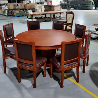 Bộ bàn ghế ăn 8 người, hình tròn 1m8